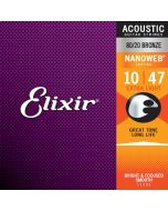Elixir 11002 80/20 Bronze NANOWEB Extra Light Acoustic Guitar Strings