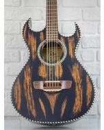 Del Rio Bajo Quinto with Sound Hole Pickup and SKB Case - Double Cutaway - Spalted Top - Black Matte Satin Finish