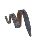 Levy's 2.5 inch Distressed Leather Series Guitar Strap - Black Chrome