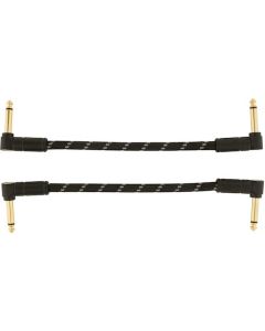 Fender Deluxe Series Patch Cable - Right Angle to Right Angle - 6 Inch - Black Tweed - (2 Pack)