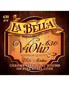 La Bella 630 Chrome Steel Flat Wound 4/4 Scale Violin String Set