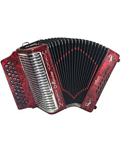 Alacran 34-Button Deluxe Diatonic Accordion - Red Pearl
