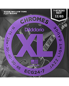 D'Addario ECG24-7 11-65 Chromes Jazz Light 7-String Electric Guitar Strings