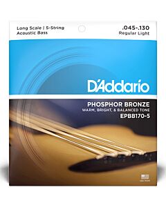 D'Addario EPBB170-5 Regular Light 5-String Long Scale Acoustic Bass Strings