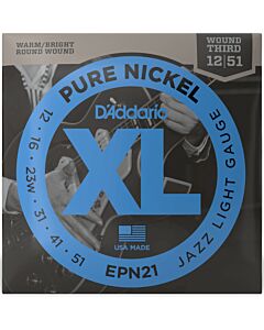 D'Addario EPN21 Pure Nickel Jazz Light Electric Guitar Strings