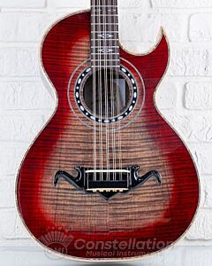 Sevillano M1 Bajo Quinto Flame Maple Single Cutaway with Hard Case and Pickup - Red
