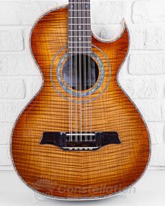 Sevillano M1 Bajo Quinto Flame Maple Single Cutaway with Hard Case and Pickup - Orange