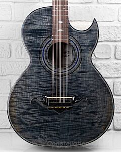 Sevillano C1 Bajo Quinto Single Cutaway with SKB Hard Case and Sound Hole Pickup - Stained Quilted Maple Top - Black