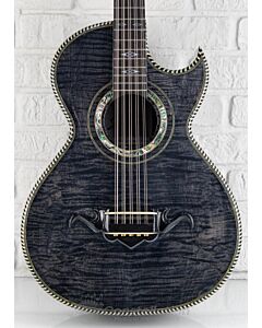 Sevillano C1 Classic Bajo Quinto Single Cutaway with SKB Hard Case and Sound Hole Pickup - Stained Quilted Maple Top - Black