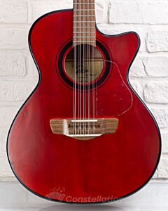 Del Rio Bajo Quinto with Sound Hole Pickup and SKB Case - Single Cutaway - Red Gloss Finish