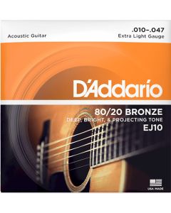 D'Addario EJ10 80/20 Bronze Extra Light Acoustic Guitar Strings