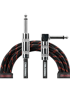 Gator Straight to Right Angle Braided Instrument Cable - Red/Black - 10ft
