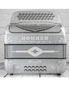Hohner Anacleto Rey Del Norte Two Tone Compact Button Accordion - Silver C19