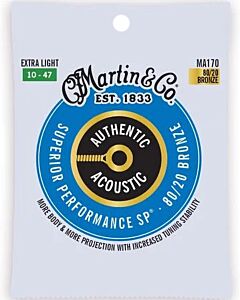 Martin MA170 80/20 Bronze Extra Light Authentic Acoustic SP Guitar Strings