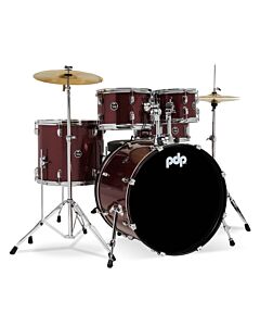 PDP PDCE2215KTRR Center Stage 5-Piece Drum Set - Ruby Red Sparkle FinishPly