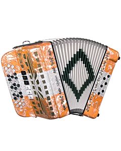 SofiaMari 34-Button and 12-Bass Two Tone Accordion - Orange/White/Orange