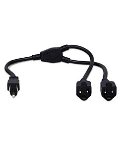 Hosa Power Extension Y Cable Dual NEMA 5-15R to NEMA 5-15P - 14 AWG x 3 OFC
