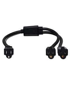 Hosa Power Extension Y Cable Dual NEMA 5-15R to NEMA 5-15P - 18 AWG x 3 OFC