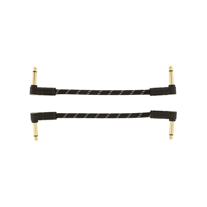 Fender Deluxe Series Patch Cable - Right Angle to Right Angle - 6 Inch - Black Tweed - (2 Pack)
