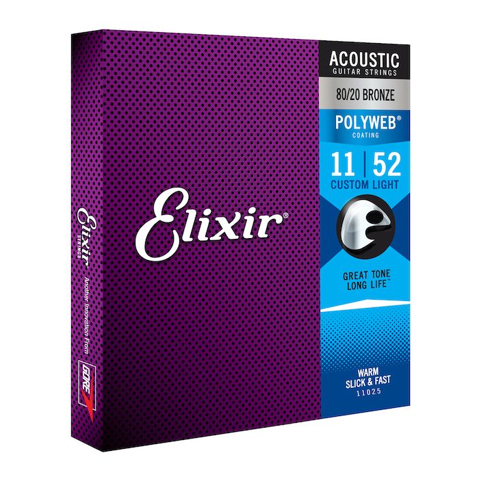 Elixir 11025 80/20 Bronze POLYWEB Custom Light Acoustic Guitar Strings