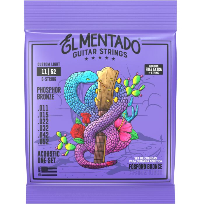 El Mentado EM-6-PB-1152 Phosphor Bronze Custom Light Acoustic Guitar Strings