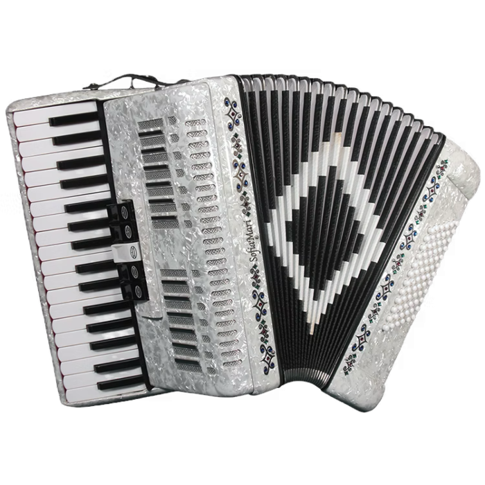 SofiaMari 34 Key and 72 Bass Piano Accordion - White Pearl