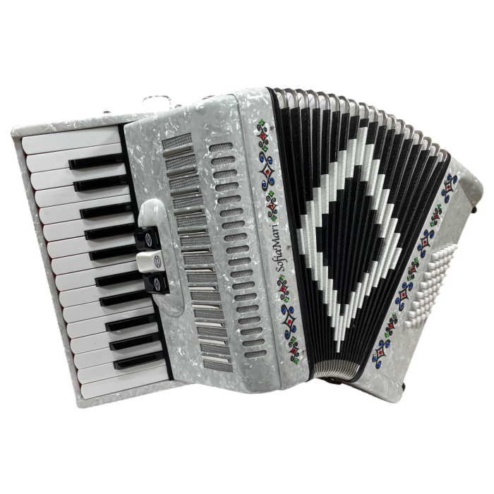 SofiaMari 26 Key and 48 Bass Piano Accordion - White Pearl