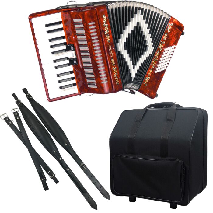 SofiaMari SM-2648-RDP 26 Key and 48 Bass Piano Accordion - Red Pearl