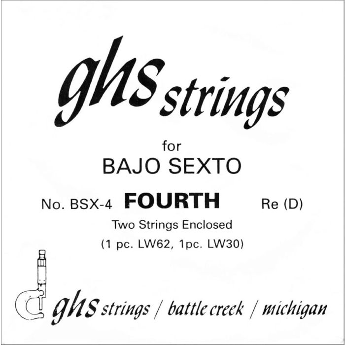 GHS BSX4 Bajo Sexto Single Loop End String - Re (D)