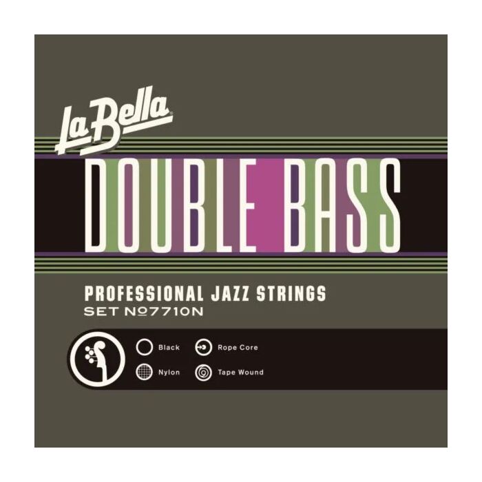 La Bella 7710N Double Bass Black Nylon Tape Wound Professional Jazz Strings