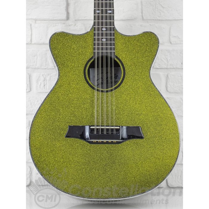 Sevillano R2 Bajo Quinto Double Cutaway with Sound Hole Pickup and SKB Case - Green Flake