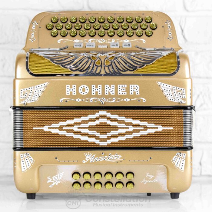 Hohner Anacleto Rey Aguila 5 Switch Compact Button Accordion - Gold Chrome