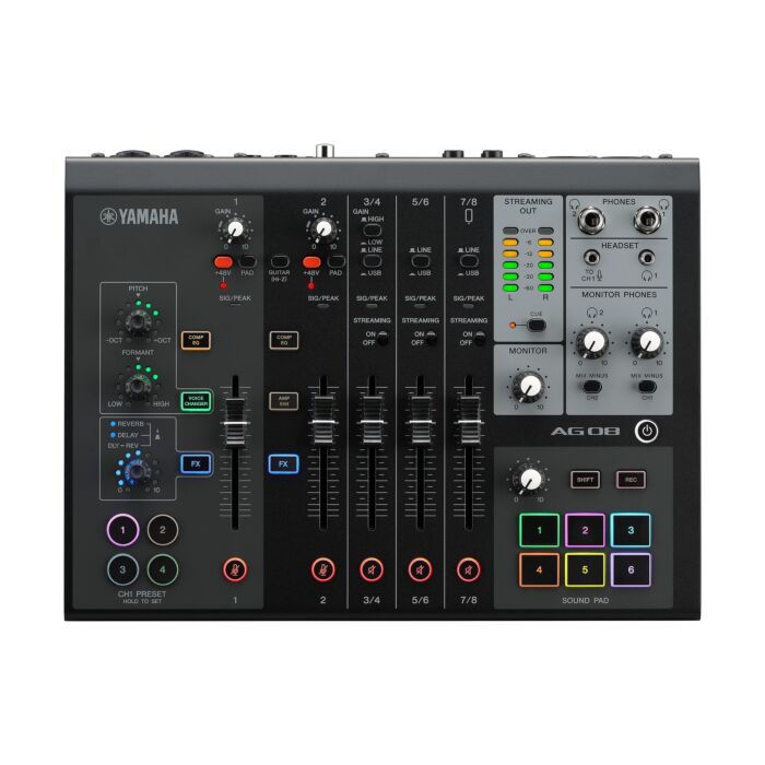 Yamaha AG08 8-Channel Live Streaming Audio USB Mixer & Interface
