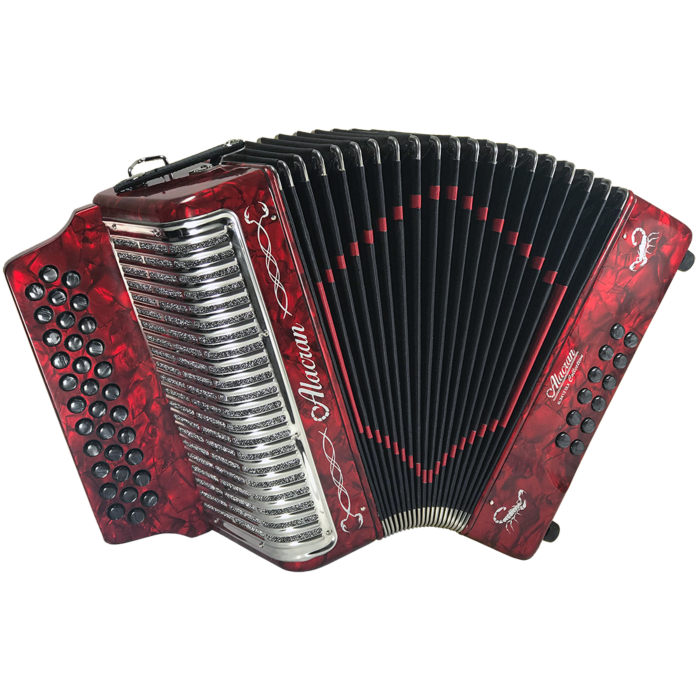Alacran 34-Button Deluxe Diatonic Accordion - Red Pearl