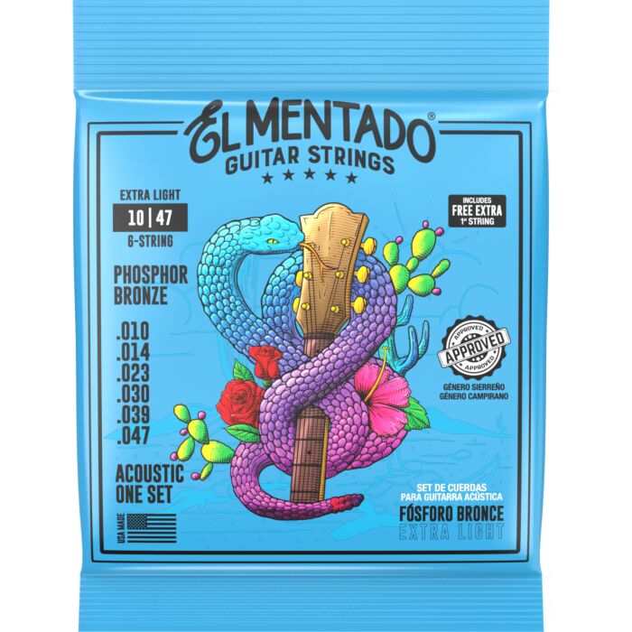 El Mentado EM-6-PB-1047 Phosphor Bronze Extra Light Acoustic Guitar Strings