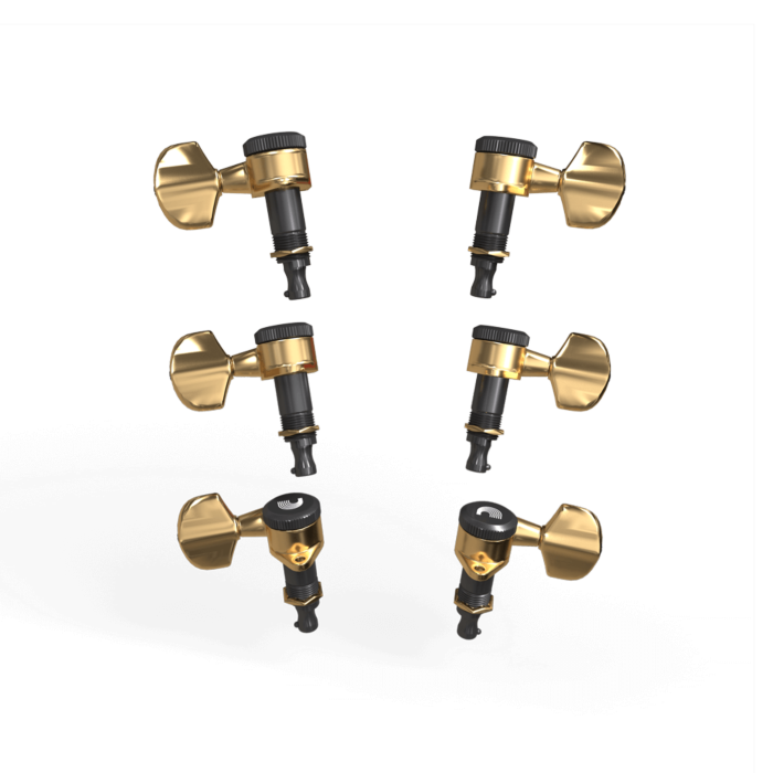D'Addario PWAT-333L Auto-Trim Locking Tuning Machines 6 Individual (3+3) - Gold