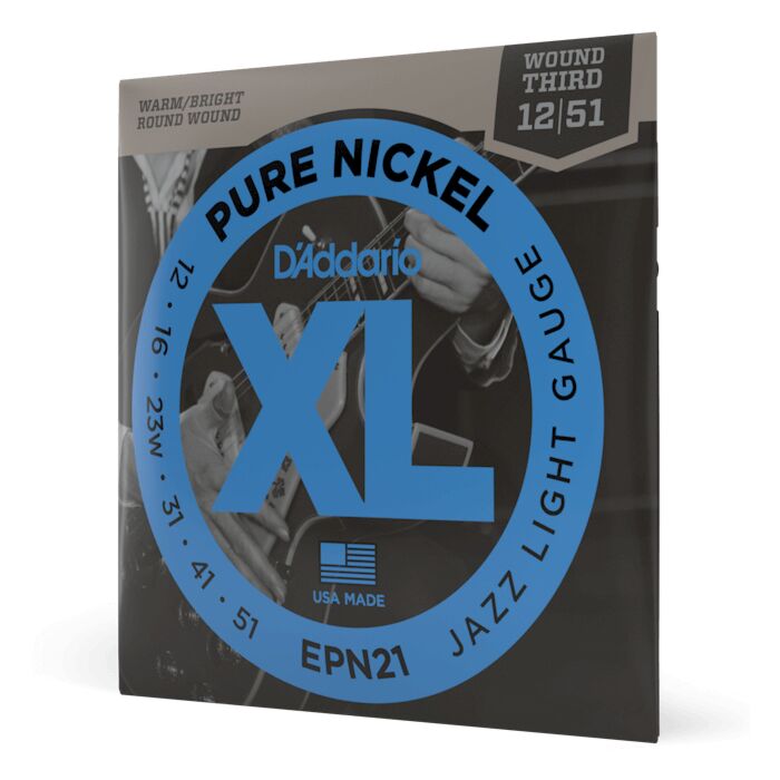 D'Addario EPN21 Pure Nickel Jazz Light Electric Guitar Strings