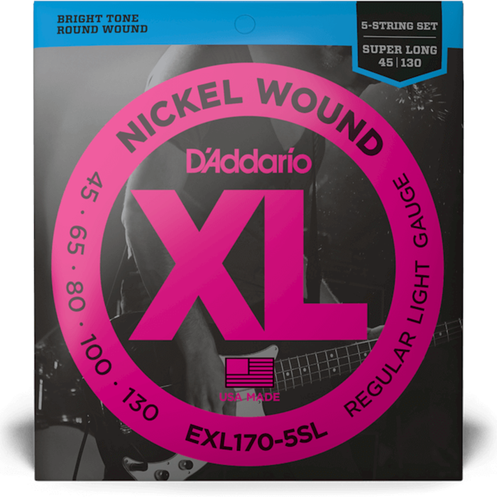 D'Addario EXL170-5SL Regular Light Super Long Scale 5-String Bass Strings