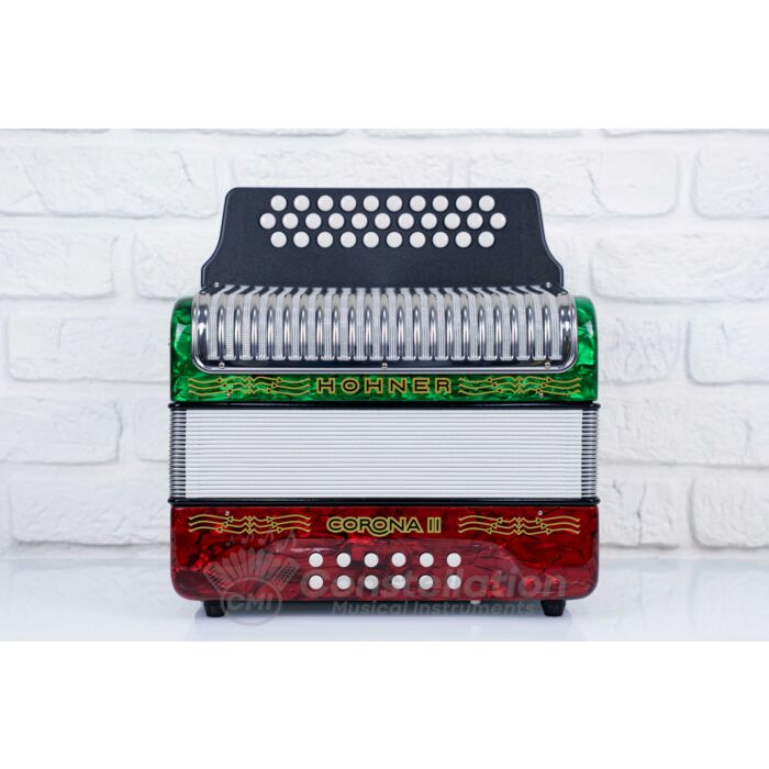 Hohner Corona II 31-Button Diatonic Accordion - Red/Green - FBE