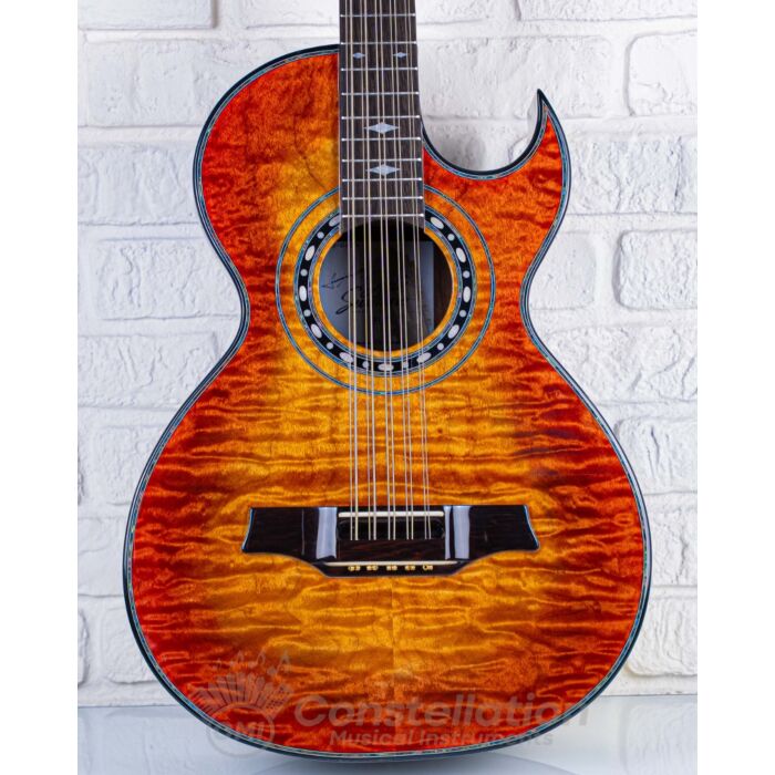 Sevillano Classic M1 Bajo Quinto Quilted Maple Single Cutaway with Hard Case and Fishman Pickup - Orange