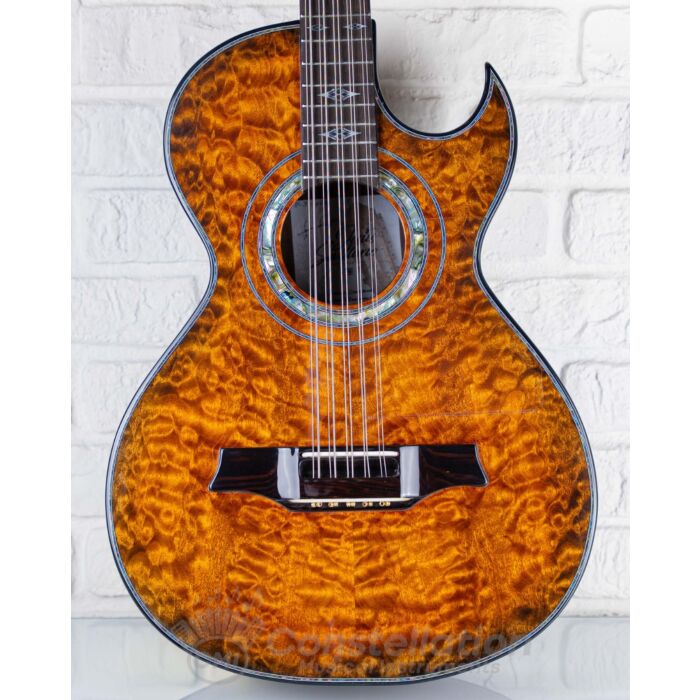 Sevillano M1 Bajo Quinto Quilted Maple Single Cutaway with Hard Case and Pickup - Orange