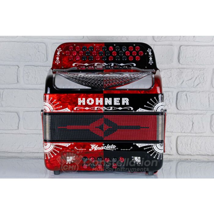 Hohner Anacleto Rey Del Norte Two Tone Compact Button Accordion - Red/Black