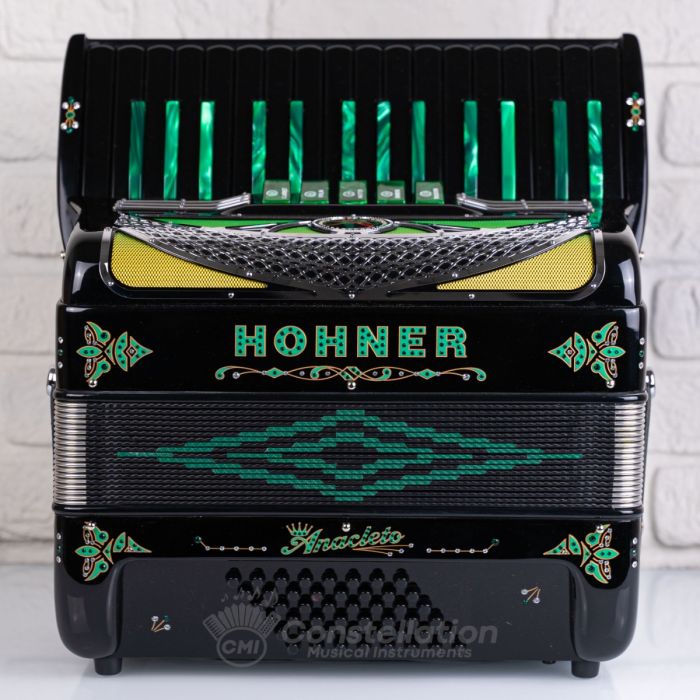 Anacleto Latino 30 Key 48 Bass Piano Accordion - Black and Green