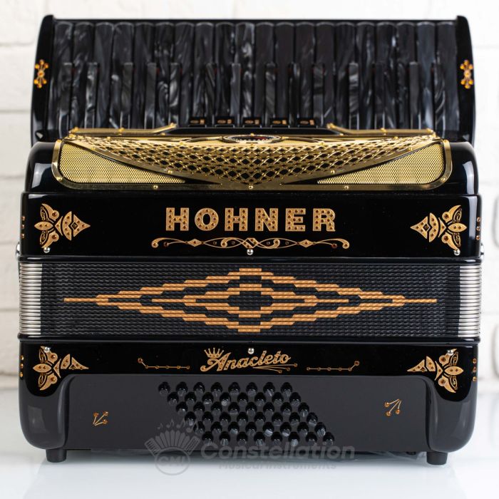Anacleto Latino 34 Key 48 Bass Piano Accordion - Black and Gold