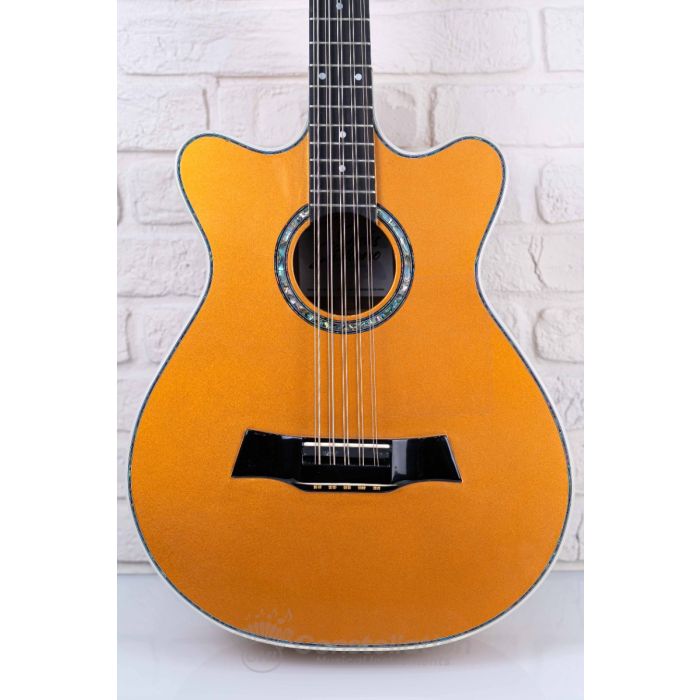Sevillano R2 Bajo Quinto Double Cutaway with Sound Hole Pickup and SKB Case - Champagne Gold