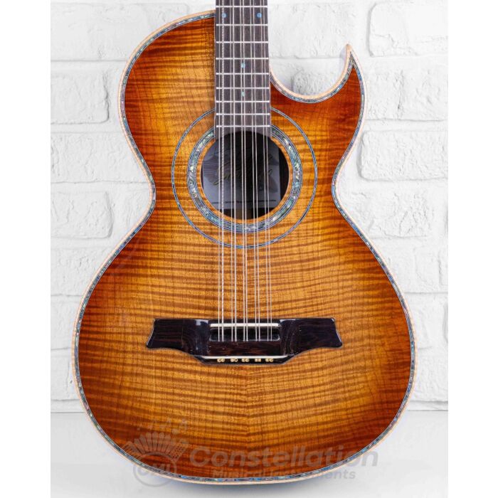 Sevillano M1 Bajo Quinto Flame Maple Single Cutaway with Hard Case and Pickup - Orange