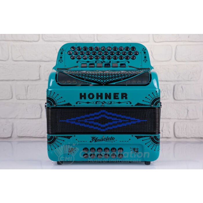 Hohner Anacleto Rey Del Norte Two Tone Compact Button Accordion - Aqua Blue
