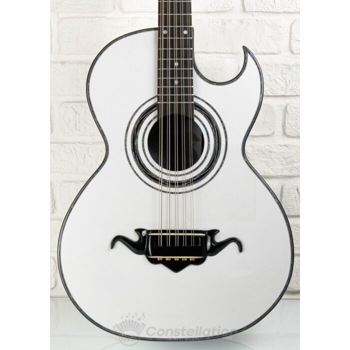 Sevillano C1 Bajo Quinto Single Cutaway with SKB Hard Case and Black EMG Pickup - White
