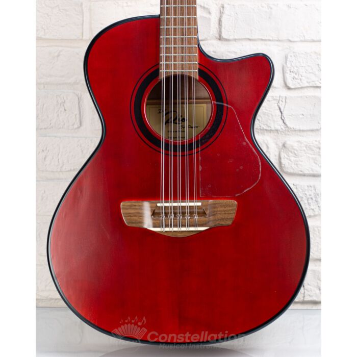 Del Rio Bajo Quinto with Sound Hole Pickup and SKB Case - Single Cutaway - Red Gloss Finish
