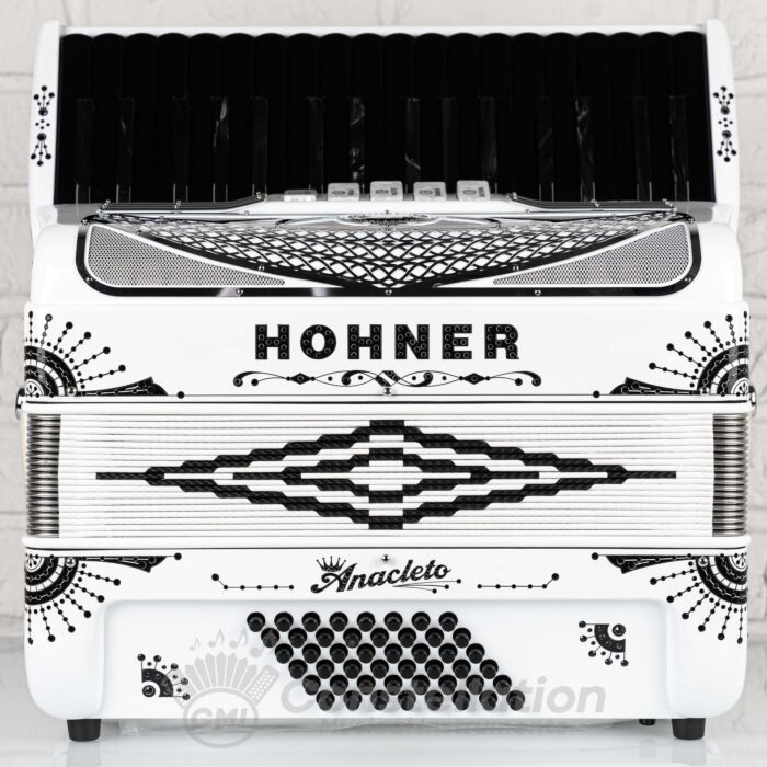 Anacleto Latino 34 Key 48 Bass Piano Accordion - White